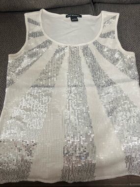 Women's White Sequin Tank Top